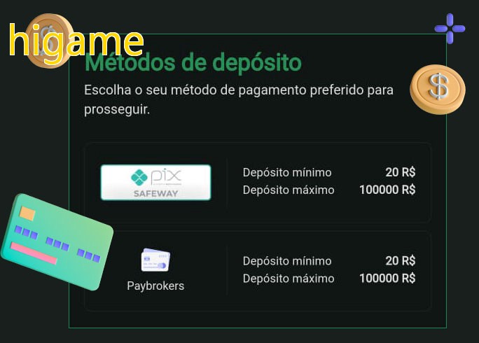 O cassino higamebet oferece uma grande variedade de métodos de pagamento
